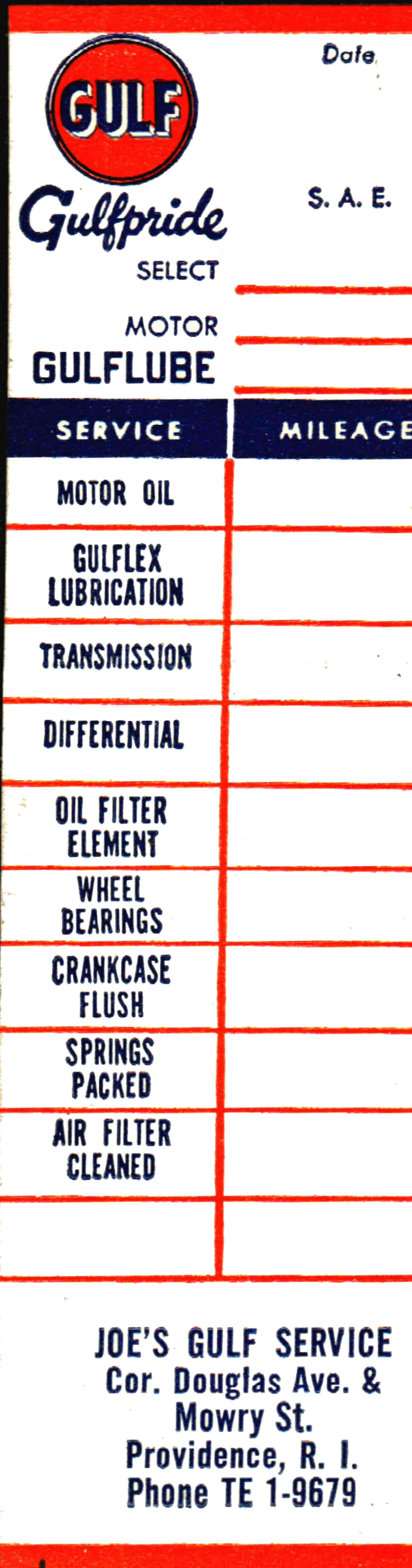 (image for) 1959 ORIGINAL GULF Oil Change Lubrication Sticker